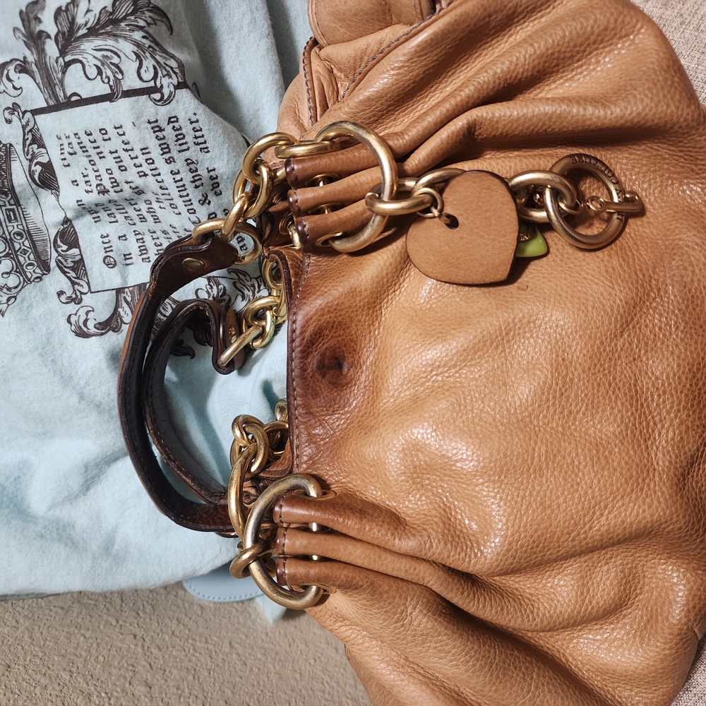 JUICY Tan Leather Handbag with Gold Accents